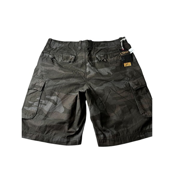 Roundtree & Yorke Mens Washed Utility Cargo Shorts Camo Ripstop Grey Black 40 - Picture 4 of 13